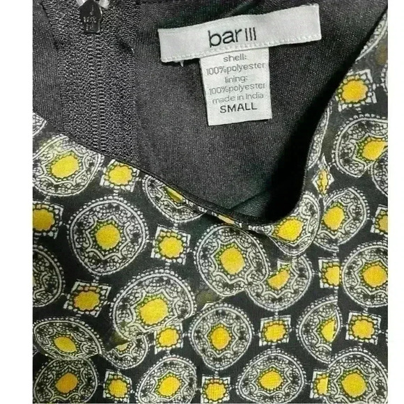 Womens Black and Yellow Moissanite Skater Sleeveless Dress Size Small by Bar III - Picture 5 of 8